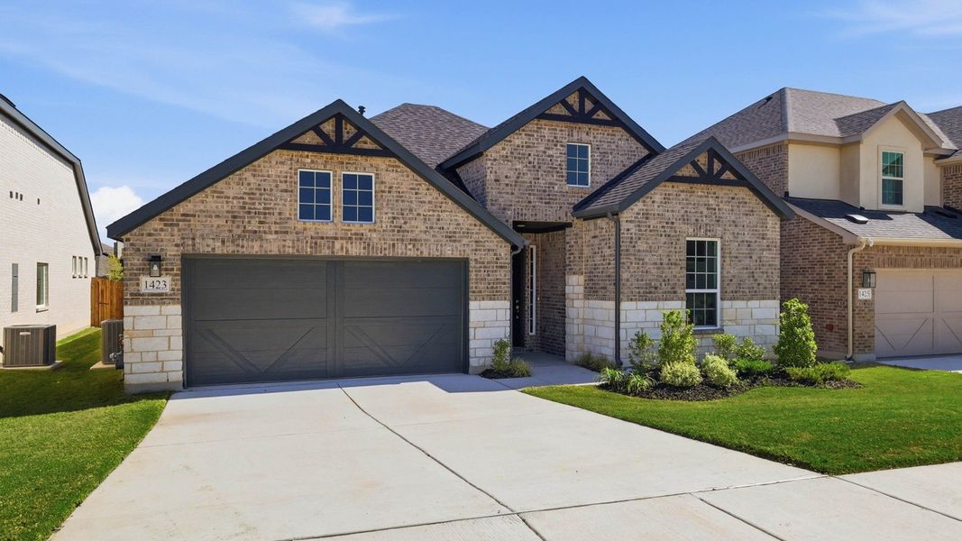 Front exterior of a new home in Green Oaks Preserve, Arlington, TX, highlighting curb appeal (Image 1). Front exterior of a new home in Green Oaks Preserve, Arlington, TX, highlighting curb appeal (Image 1).