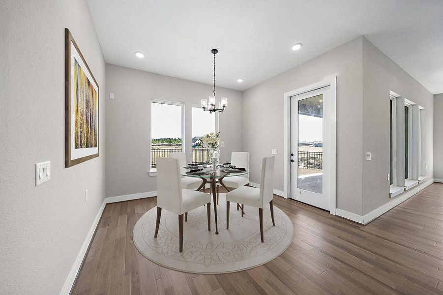 Representative furnished interior of a home built from the Juniper by Caldwell Homes in The Highlands, Porter (Image 7). Representative furnished interior of a home built from the Juniper by Caldwell Homes in The Highlands, Porter (Image 7).