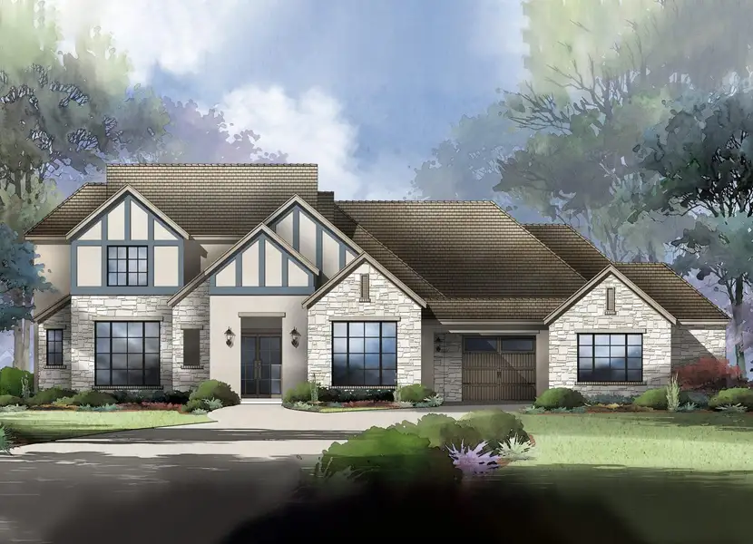 Palazzo Floor Plan Elevation B in ClearWater Ranch, Liberty Hill | Sitterle Homes