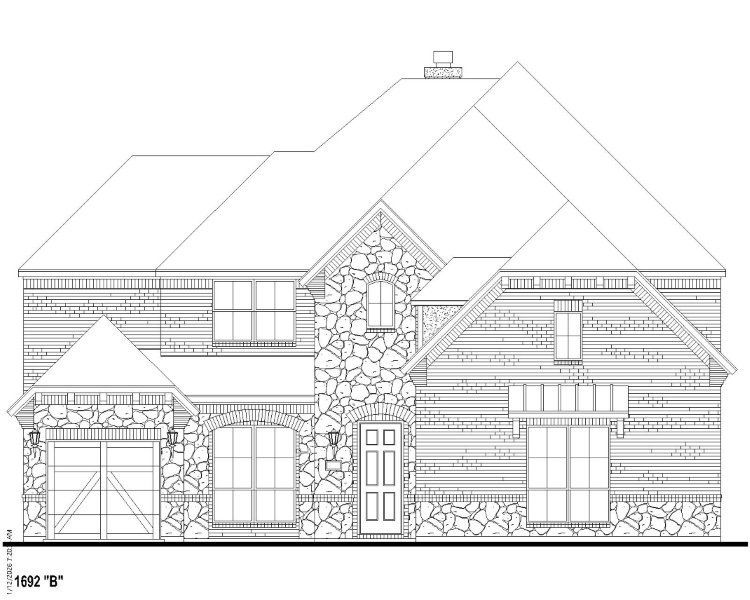 Plan 1692 Elevation B w/ Stone