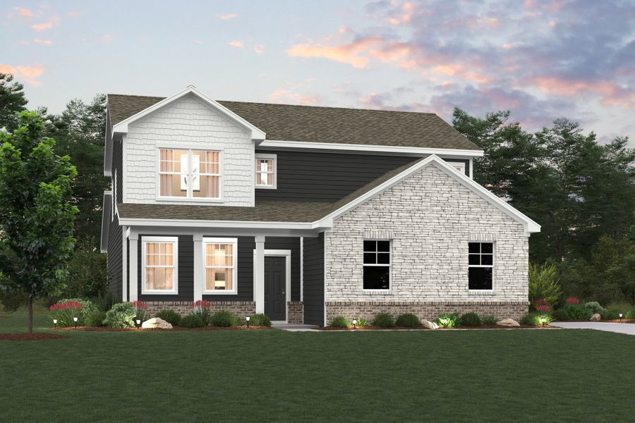 Front exterior of a new home in Averitt Landing, Lebanon, TN, highlighting curb appeal (Image 1).