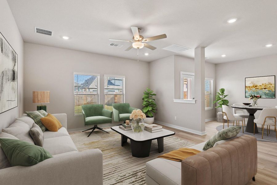 Open Concept Family Room - Virtually Staged