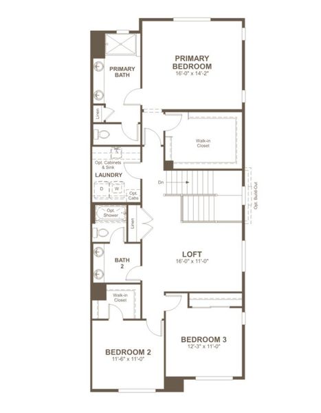 2D floor plan layout for the Napa by Richmond American Homes in The Duos at Looking Glass, Parker, CO (Image 3).