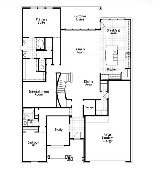 2D floor plan layout for the Sheffield by Highland Homes in COLTON, Montgomery, TX (Image 32).