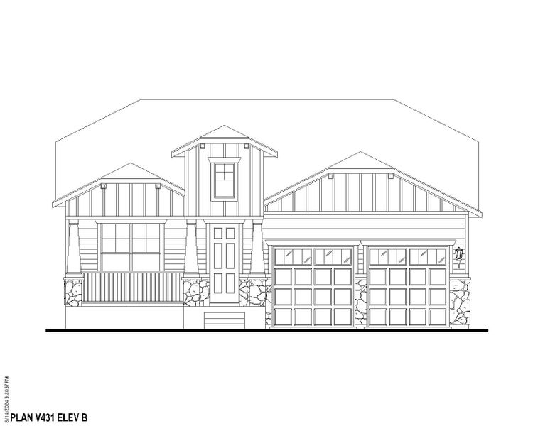 Plan V431 Elevation B w/ Stone