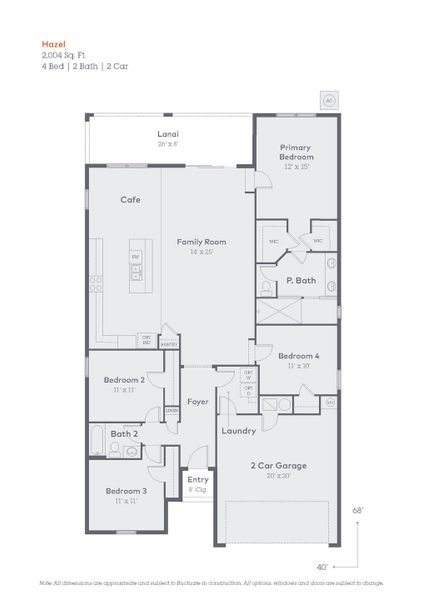 2D floor plan layout for the Hazel by Inland Homes in Avalon West, Spring Hill, FL (Image 3).
