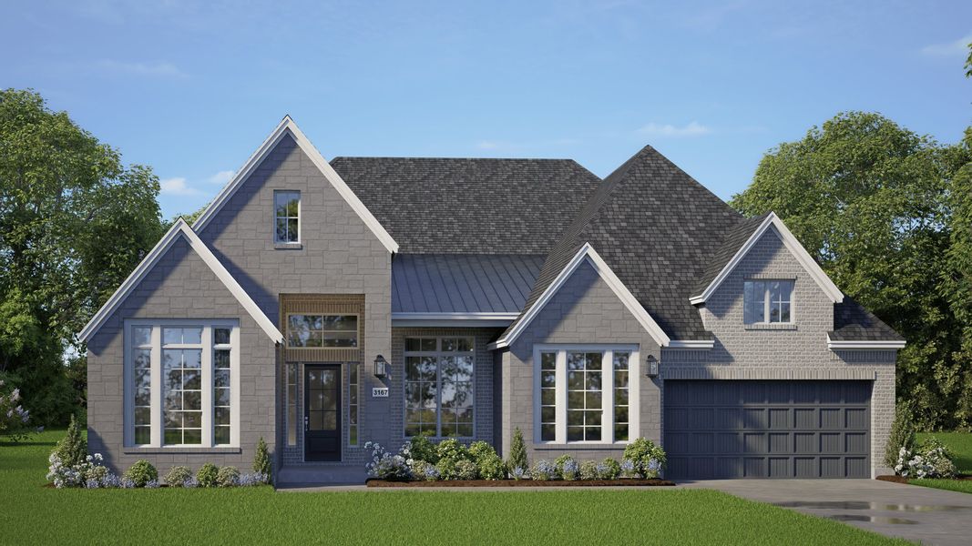 Representative exterior photo of a completed home built from the Woods 70′ Lot by Chesmar Homes in Riceland, Mont Belvieu, TX (Image 3).