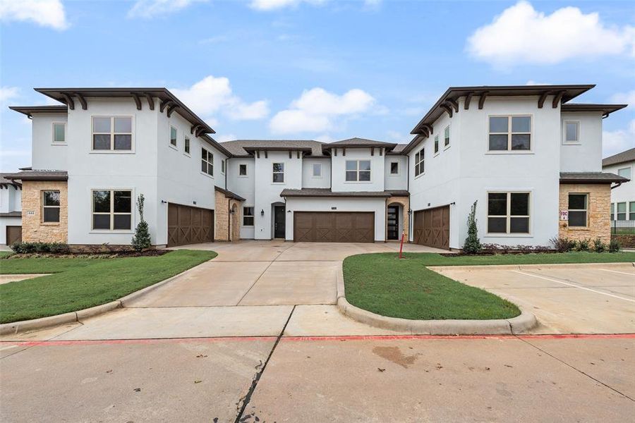 Front exterior of a new home in , Lake Dallas, TX, highlighting curb appeal (Image 17).