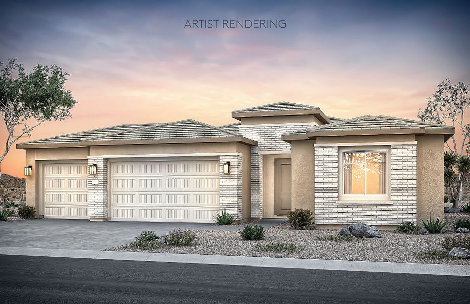 Representative exterior photo of a completed home built from the Parklane II by Pulte Homes in Saguaro Reserve - Majesty, Marana, AZ (Image 19). Representative exterior photo of a completed home built from the Parklane II by Pulte Homes in Saguaro Reserve - Majesty, Marana, AZ (Image 19).