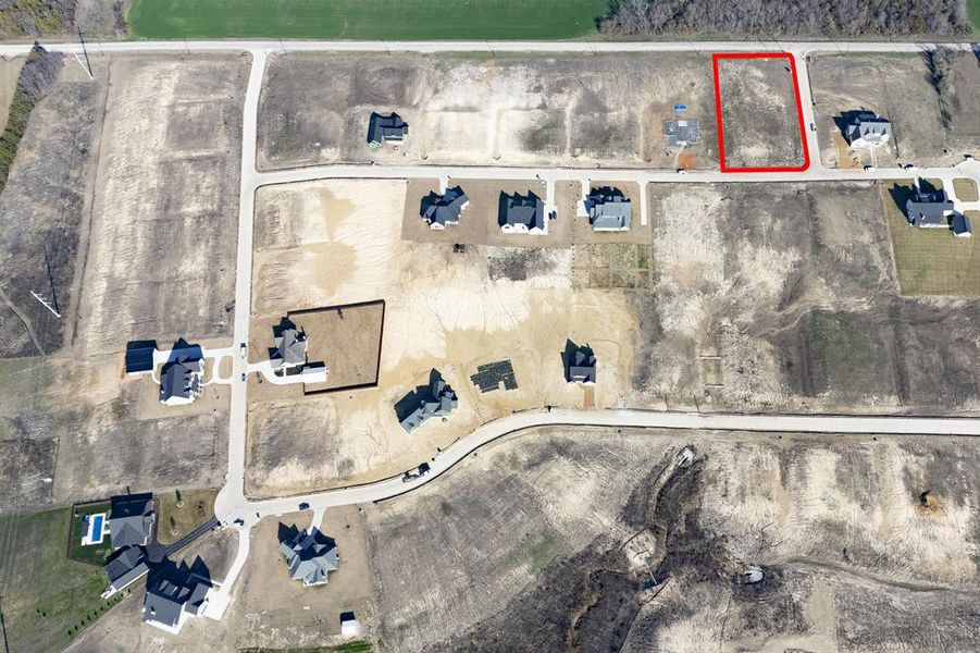 Aerial overview of property's location with property parcel outlined Aerial overview of property's location with property parcel outlined