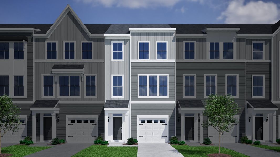 Representative exterior photo of a completed home built from the Corabell 3-Story 1-Car Garage - Vanguard Collection by Mungo Homes in Vista at Cane Bay, Summerville, SC (Image 7).