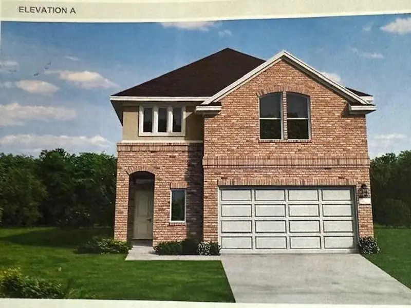 Front exterior of a new home in Grand Central Park, Conroe, TX, highlighting curb appeal (Image 2). Front exterior of a new home in Grand Central Park, Conroe, TX, highlighting curb appeal (Image 2).