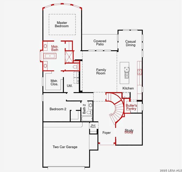 2D floor plan layout of this home in Homestead, Schertz, TX (Image 3).