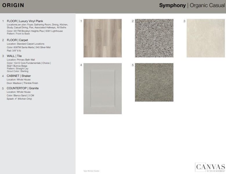 Design Selections. Home is under construction, selections subject to change.