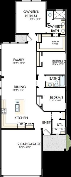 2D floor plan layout of this home in The Grand Prairie - Meadow Collection, Hockley, TX (Image 2).