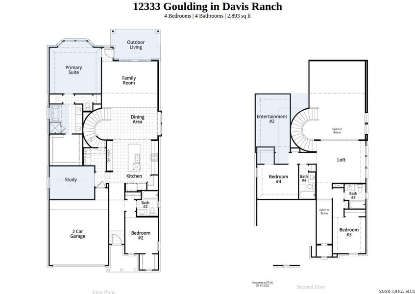 2D floor plan layout of this home in Davis Ranch, San Antonio, TX (Image 4).