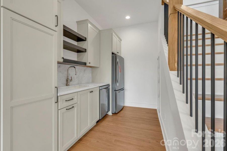 Kitchenette off lower-level living room