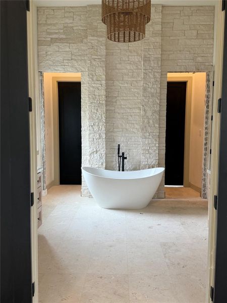 Primary Bath with incomplete wall