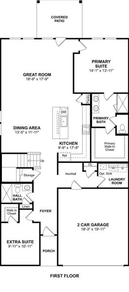 The Tigris II floor plan by K. Hovnanian Homes. 1st Floor shown. *Prices, plans, dimensions, features, specifications, materials, and availability of homes or communities are subject to change without notice or obligation.