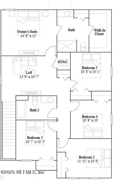2D floor plan layout of this home in Whistler Woods, Jacksonville, FL (Image 3).