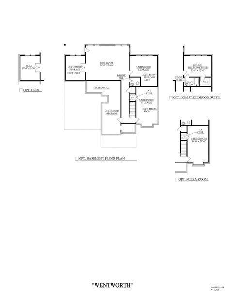 2D floor plan layout for the Wentworth - Single Family Homes by Dream Finders Homes in Goodwin Farms, Fairview, TN (Image 3).