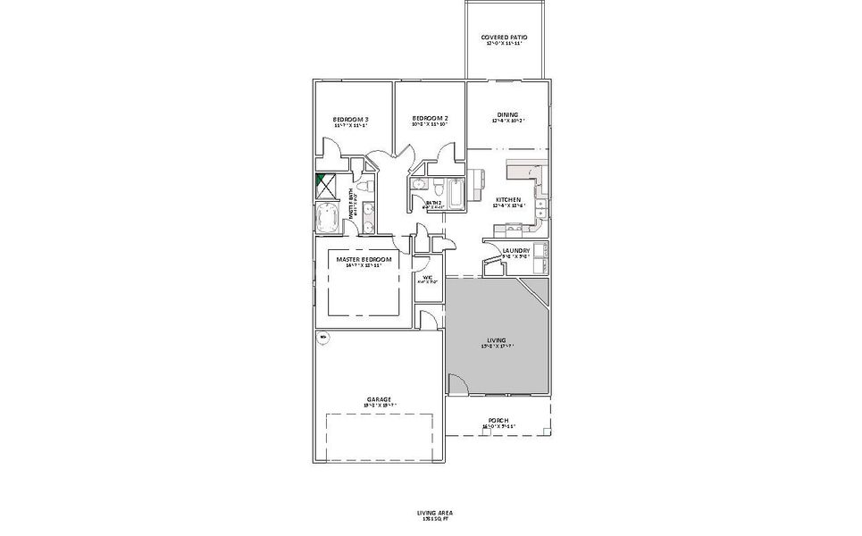 2D floor plan layout for the Morgan by Enchanted Homes in Lonesome Dove, San Antonio, TX (Image 5).