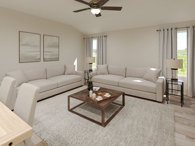 Furnished interior view inside a new home in Cibolo Hills West - Spring Series, Fort Worth (Image 5). Furnished interior view inside a new home in Cibolo Hills West - Spring Series, Fort Worth (Image 5).