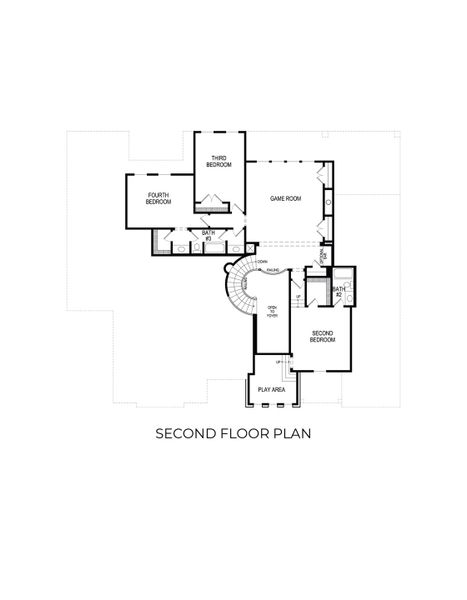 2D floor plan layout for the Hudson FS (w/Media) by First Texas Homes in Broadmoor Estates, Ovilla, TX (Image 5).
