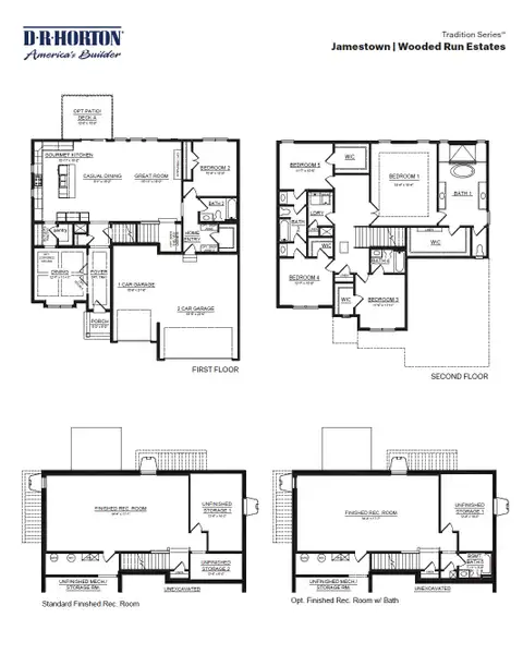 2D floor plan layout for the Jamestown by D.R. Horton in Fountain View, Ormond Beach, FL (Image 5).