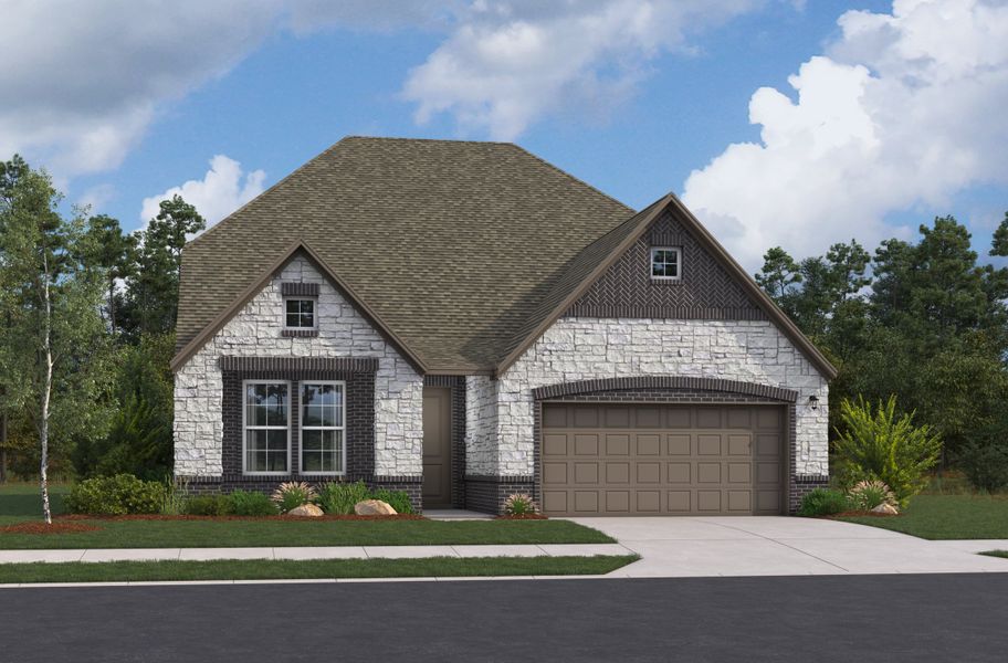 Representative exterior photo of a completed home built from the Frio by Beazer Homes in Flat Creek, Castroville, TX (Image 4). Representative exterior photo of a completed home built from the Frio by Beazer Homes in Flat Creek, Castroville, TX (Image 4).