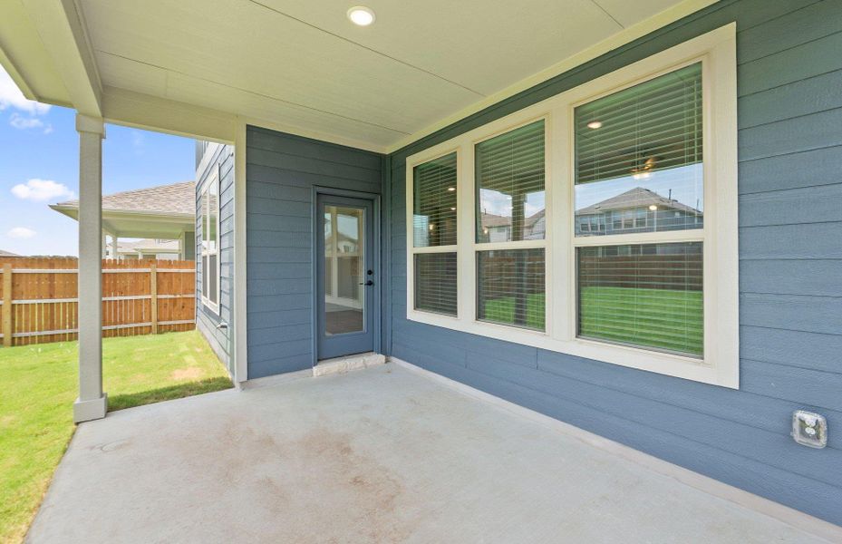 Exterior details and patio area of a home in Santa Rita Ranch, Liberty Hill (Image 3).