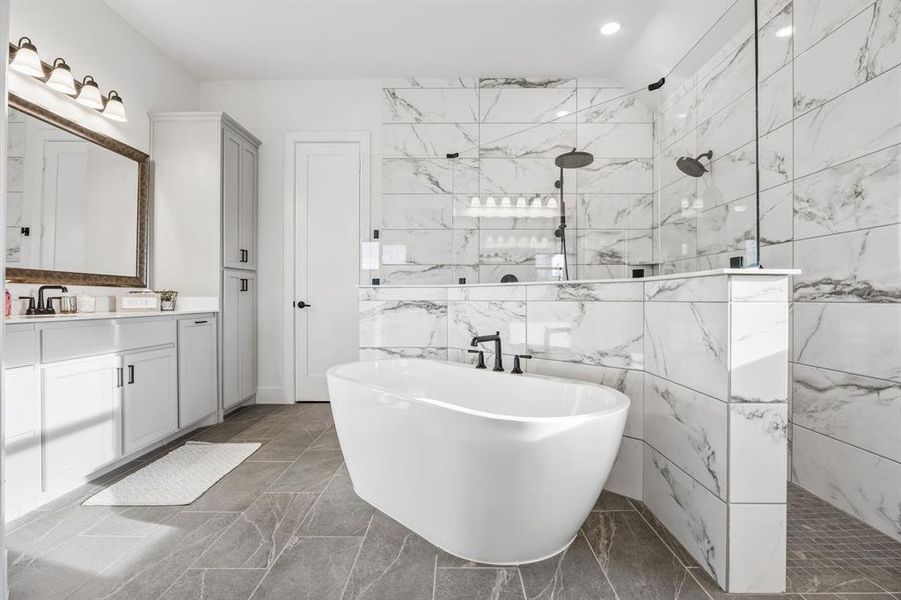 The bathroom of your dreams. Dual vanities, HUGE shower, soaking tub, separate water closet....what more could you ask for?