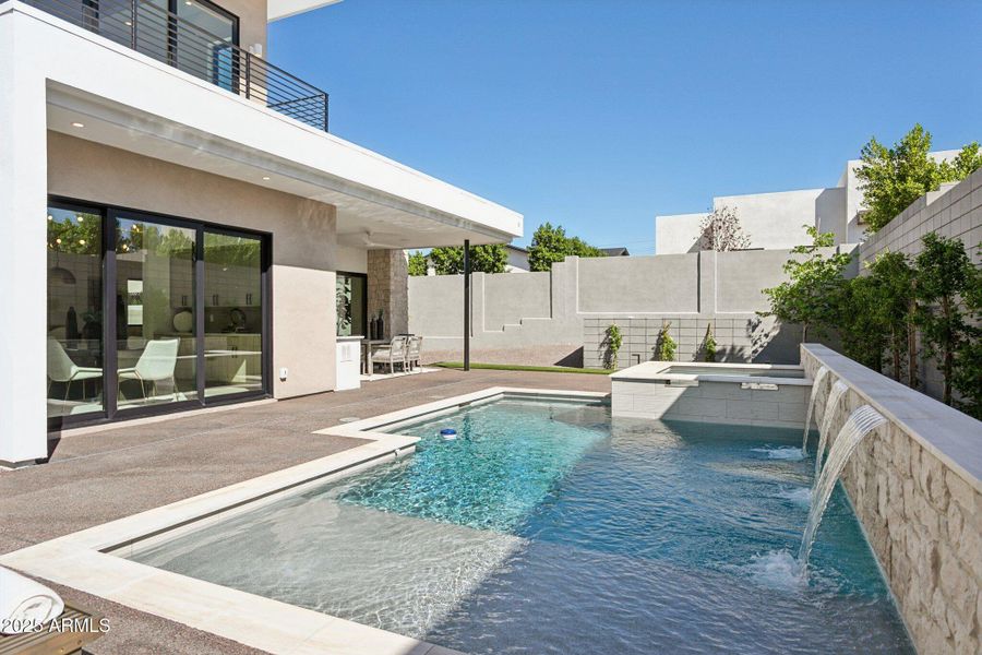 pool with water feature pool with water feature