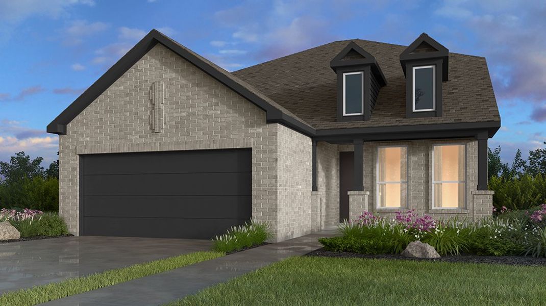 Front exterior of a new home in Parkside on the River, Georgetown, TX, highlighting curb appeal (Image 1). Front exterior of a new home in Parkside on the River, Georgetown, TX, highlighting curb appeal (Image 1).