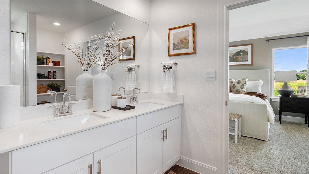 Representative furnished interior of a home built from the The Fairfield by D.R. Horton in Railhead, Cedar Creek (Image 30).