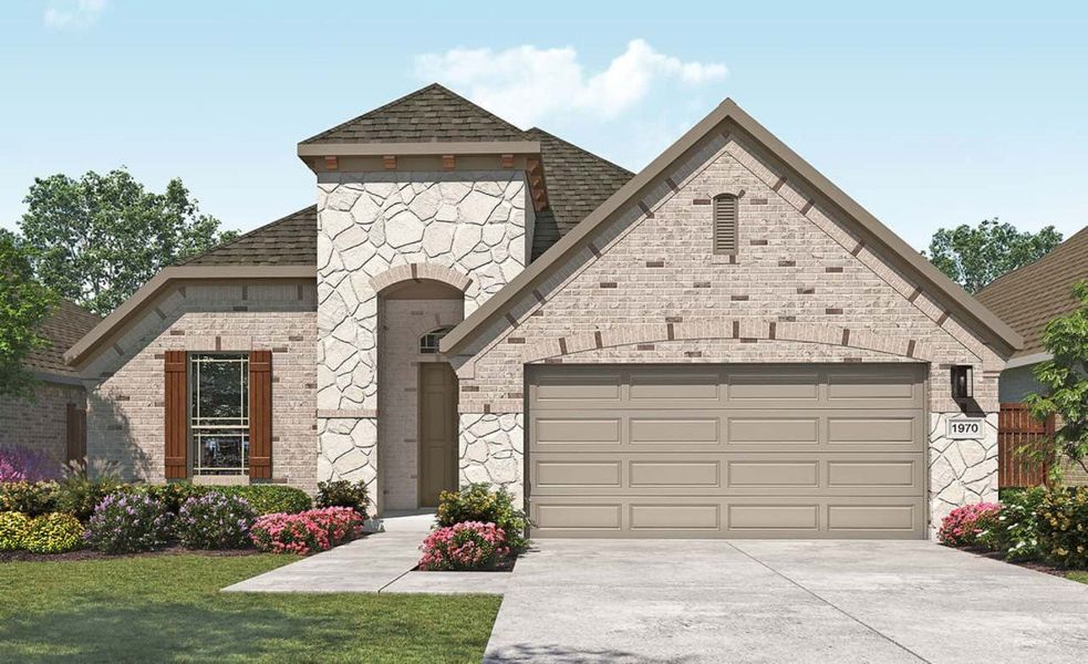 2D floor plan layout for the Palm by DRB Homes in Meyer Ranch – Premier, New Braunfels, TX (Image 24).