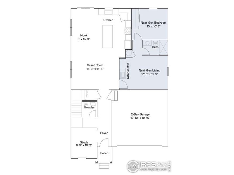 2D floor plan layout of this home in Prairie Song: The Petal Collection, Windsor, CO (Image 2). 2D floor plan layout of this home in Prairie Song: The Petal Collection, Windsor, CO (Image 2).