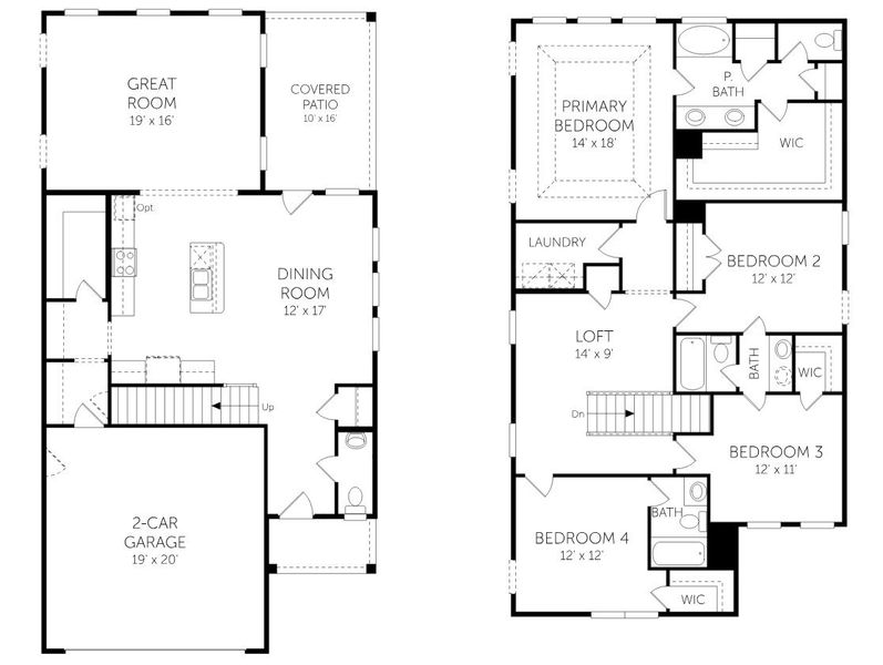 2D floor plan layout for the Windermere - Heritage Series by Dream Finders Homes in The Settlement, Simpsonville, SC (Image 5). 2D floor plan layout for the Windermere - Heritage Series by Dream Finders Homes in The Settlement, Simpsonville, SC (Image 5).