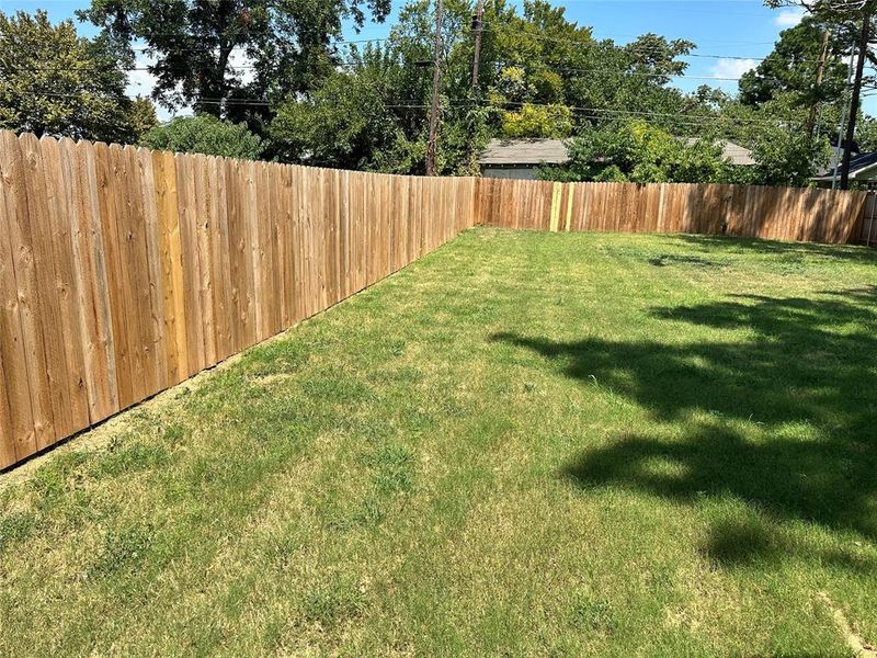 Fenced in yard Fenced in yard