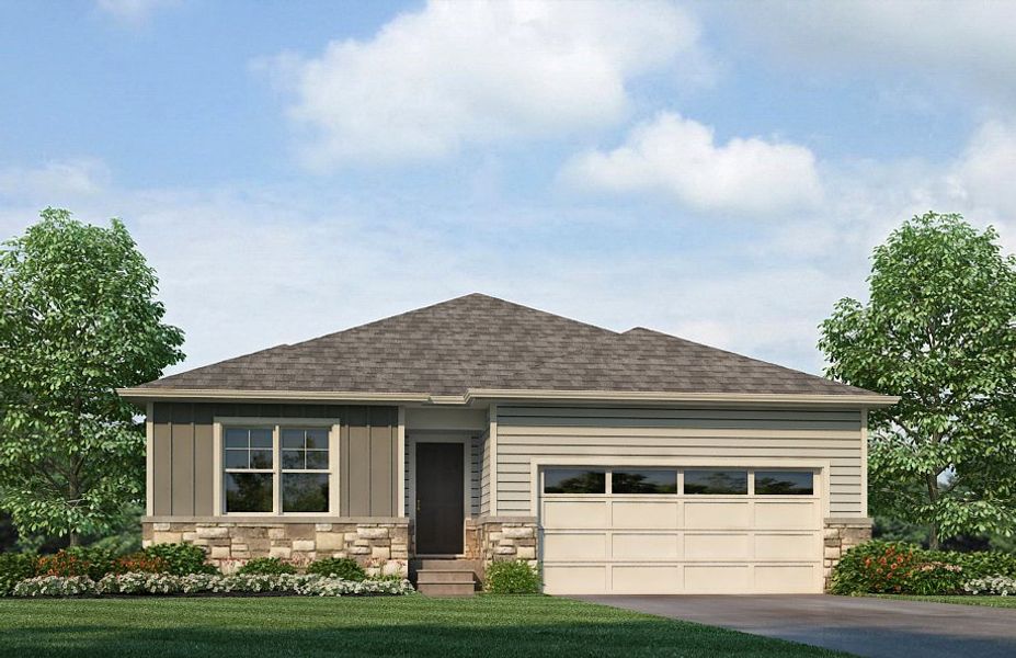 Representative exterior photo of a completed home built from the Chatham by D.R. Horton in Lakeside Canyon, Mead, CO (Image 20).