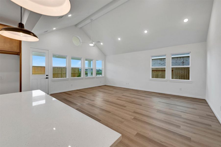 Kitchen open to the great room and dining area