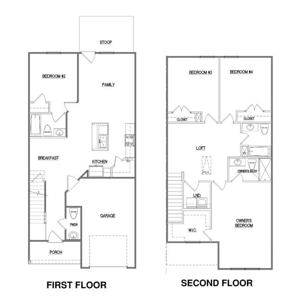 2D floor plan layout of this home in The Abbey at Trolley Run Station, Aiken, SC (Image 3).