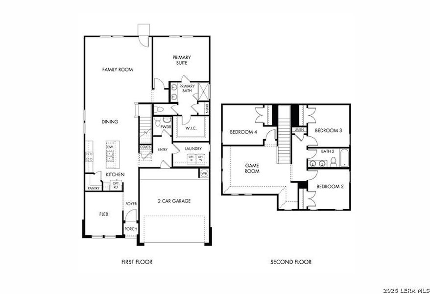 2D floor plan layout of this home in Remington Ranch, San Antonio, TX (Image 3).