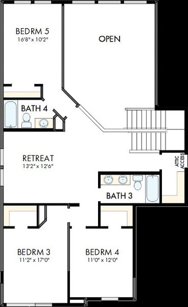 2D floor plan layout of this home in Brookewater - Ascent Collection, Rosenberg, TX (Image 3).