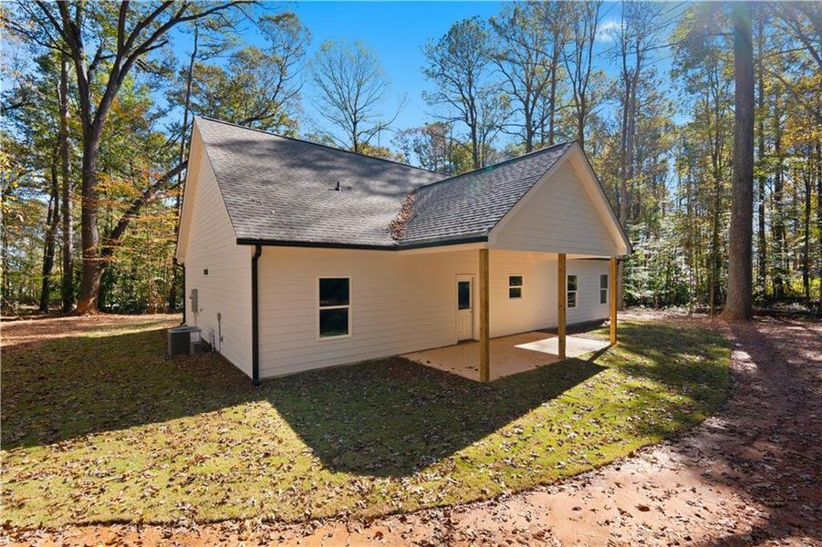 Exterior details and patio area of a home in , Bowdon (Image 20).