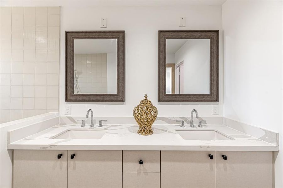 Primary Bath: Double Vanity & Hollywood style bath