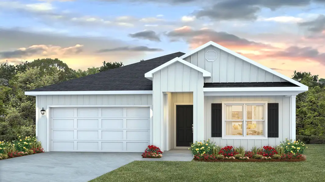 Front exterior of a new home in Sunny Hills, Chipley, FL, highlighting curb appeal (Image 1). Front exterior of a new home in Sunny Hills, Chipley, FL, highlighting curb appeal (Image 1).