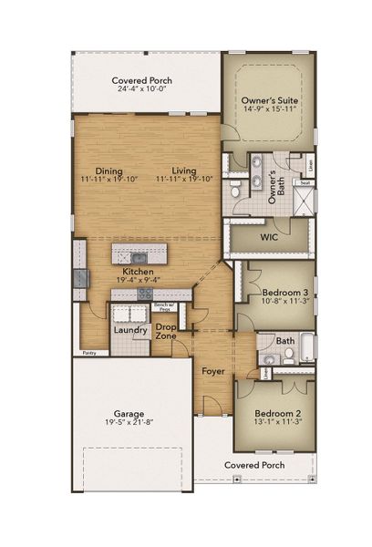 2D floor plan layout for the The Beech by Chesapeake Homes in Waterbridge, Myrtle Beach, SC (Image 3).