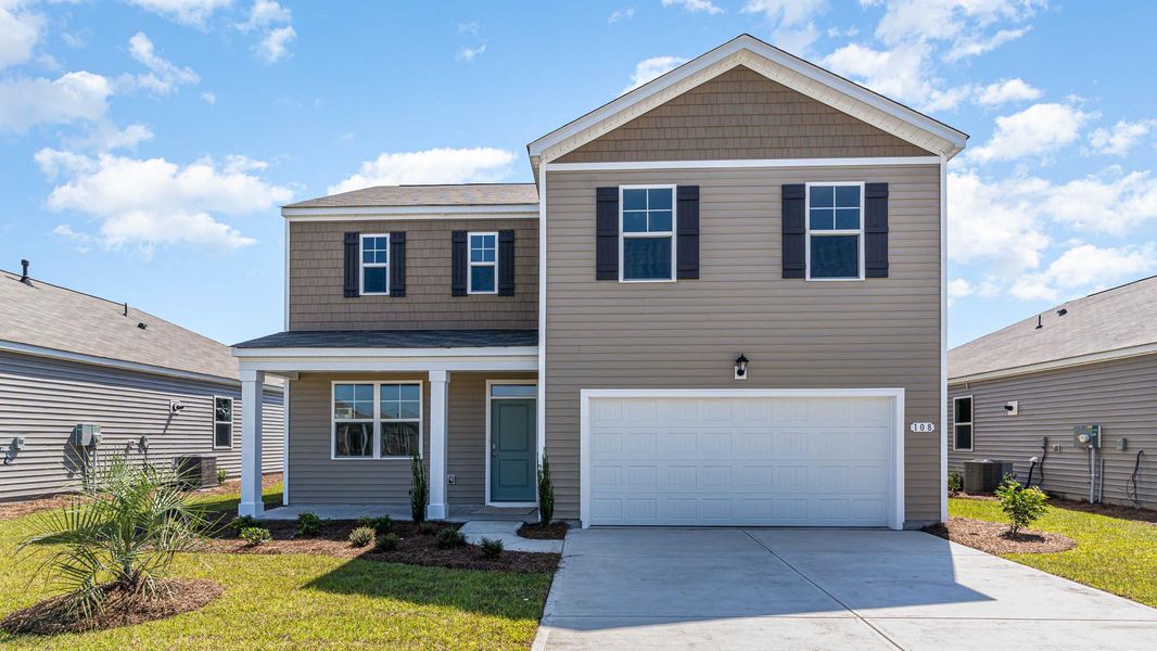 Front exterior of a new home in Eden Springs, Longs, SC, highlighting curb appeal (Image 1).