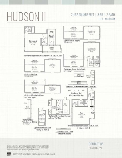 2D floor plan layout for the Hudson II by Riverside Homes in Hidden Creek at SilverLeaf 70' Series, St. Augustine, FL (Image 6).